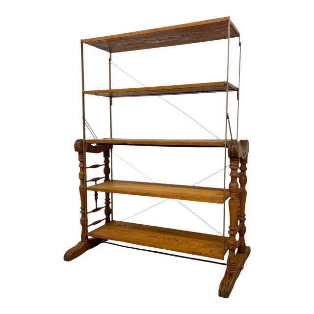 Antique Combination Table Co Folding Convertible Table Bookcase Patented 1893 Victorian Adjustable Shelving Unit. For Sale