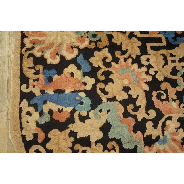 Black 1920s Black Floral Antique Chinese Art Deco Carpet by Fetti - Li Workshop 4' 6''x 7' 6'' Knotted Wool Rug For Sale - Image 8 of 12