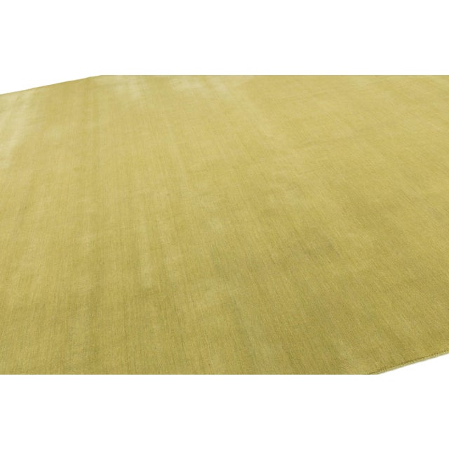 2020s Apadana's Modern Gabbeh Hand-Loom Wool Area Rug in Citron Color For Sale - Image 5 of 9