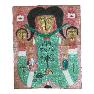 Haitian Drapo Voudou Voodoo Flag by Maxon Scylla For Sale