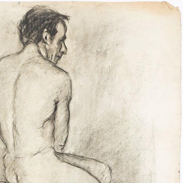 Academic Male Figure Study and Seated Male Nude - Brown C. 1915 For Sale - Image 12 of 18