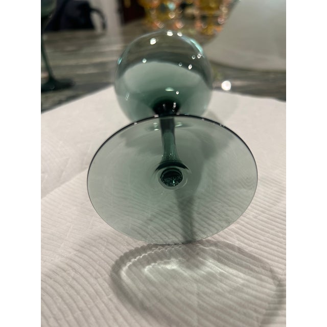 Glass Mid Century Modern Lenox Blue Shadow Wine Glasses- Set of 12 For Sale - Image 7 of 11