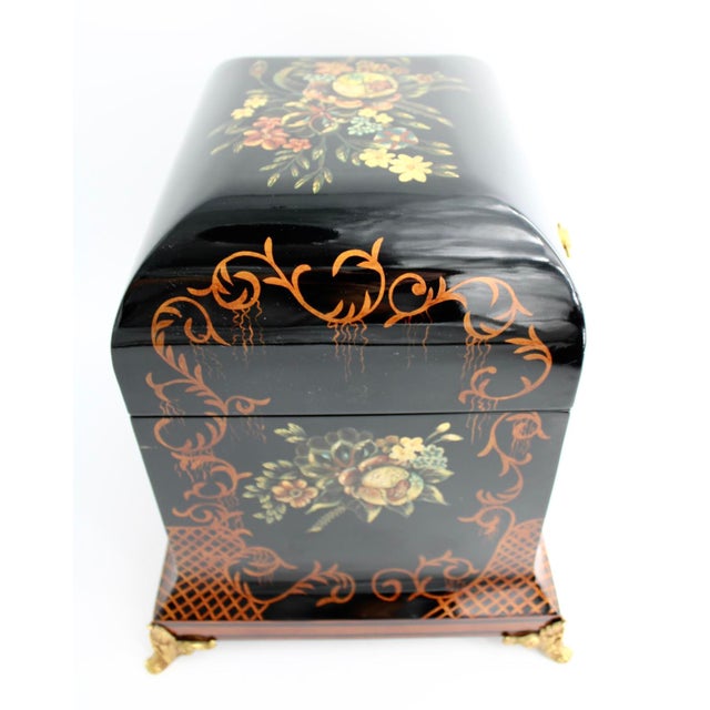 Paint 1980s Large Maitland Smith Lacquer Tea Caddy Box Chinoiserie, Mano Fico Latch For Sale - Image 7 of 10