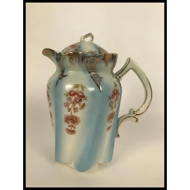 Victorian Vintage Hand Painted Bavarian Porcelain Coffee Pot Victorian For Sale - Image 3 of 10