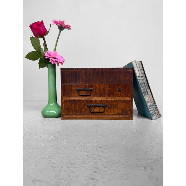 Japanese wooden hari bako, dating from circa 1950, Shōwa period, Japan. This type of compact sewing box was used for...