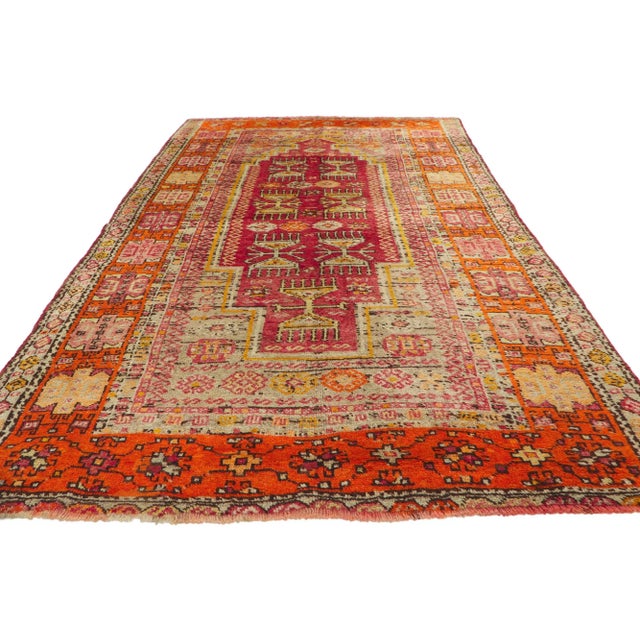 Tribal Vintage Turkish Colorful Oushak Rug - 04'05x 08'07 For Sale - Image 3 of 10