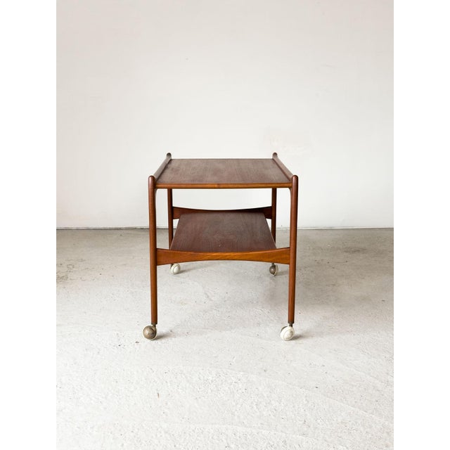 Wood Modern Danish Teak Drinks Trolley attributed to Johannes Andersen, 1960s For Sale - Image 7 of 11