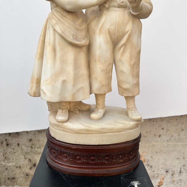 Eugenio Battiglia, Sculpture Childrens Couple, 1890s, Alabaster For Sale - Image 17 of 18