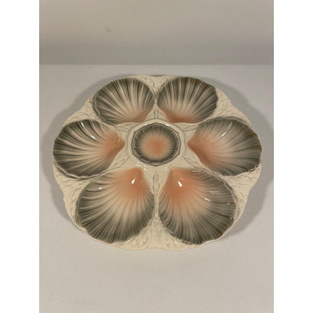De Sarreguemines 1920s French Majolica Sarreguemines Oyster Plate For Sale - Image 4 of 10