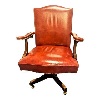 Century Furniture Vintage Leather Executive Swivel Chair - North Carolina Made in 1983 For Sale