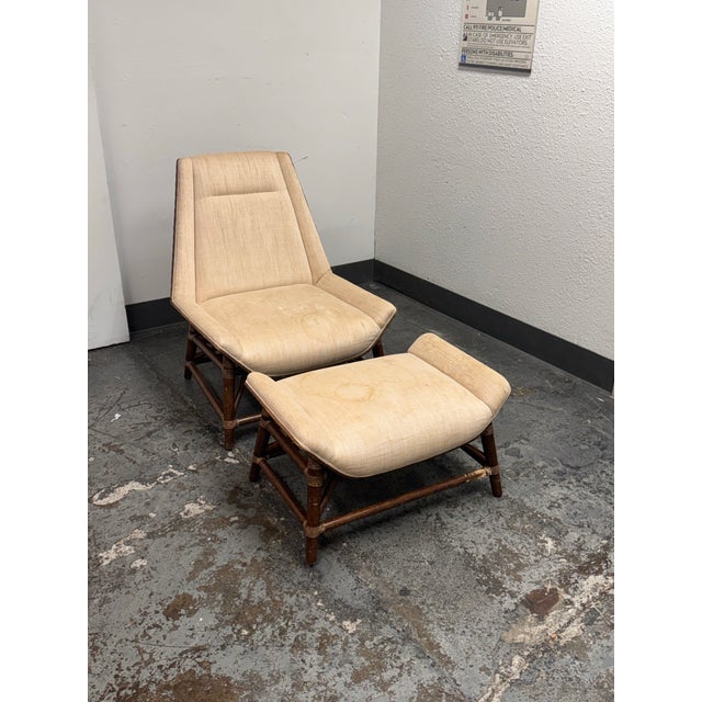 Contemporary McGuire Furniture Tansen Lounge Chair + Ottoman For Sale - Image 3 of 12