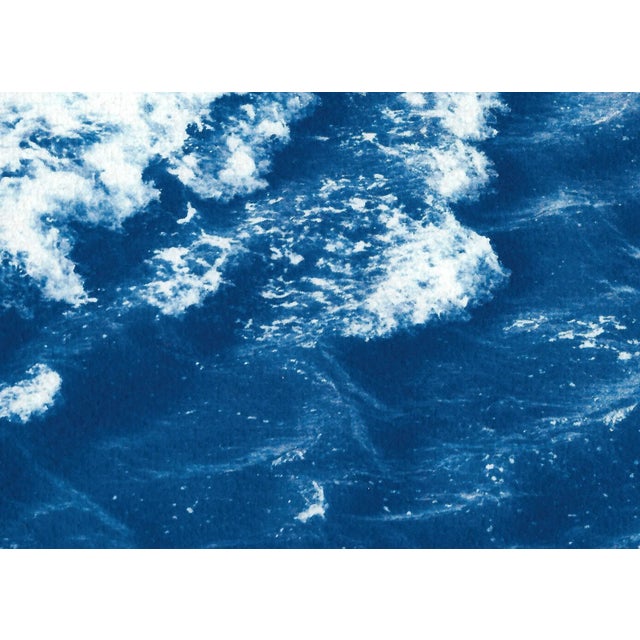 2020s 2020 "Rolling Waves Off Sidney" Seascape Cyanotype Diptych on Watercolor Paper by Kind of Cyan - Set of 2 For Sale - Image 5 of 12