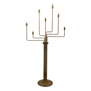 Talitha Italian Floor Candelabra in Bronzed Brass with Seven Arms For Sale