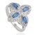 Art Deco Antique Edwardian Style Blue Sapphire & Diamond Halo Ring in Sterling Silver, Size 7 For Sale - Image 3 of 13