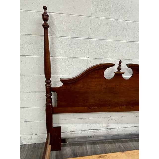 Brown Vintage Queen or Full Size Convertible Low Poster Pediment Bed For Sale - Image 8 of 9