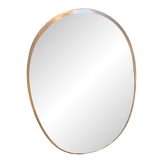 1950s Gio Ponti Style Mid-Century Modern Solid Brass Italian Oval Wall Mirror For Sale