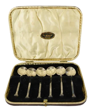 English Antique Jewelr & Silversmith Wm. Morrison Js*s Silver Plated Tea Spoons in Original Box - Set of 6