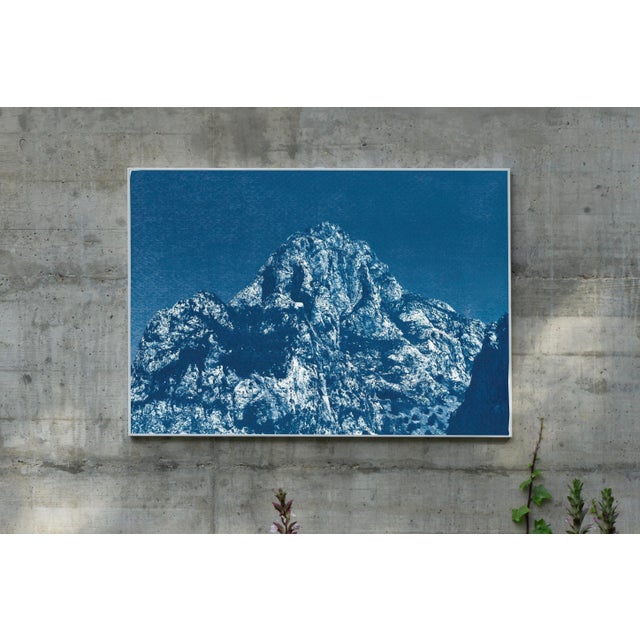 Photorealism "Yosemite Blue Mountain" Geological Cyanotype on Watercolor Paper by Kind of Cyan For Sale - Image 3 of 13