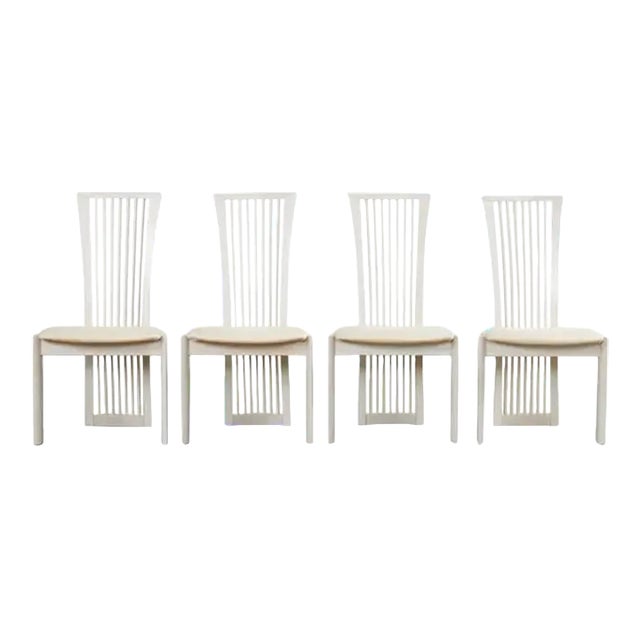 Set of Four Pietro Costantini Post Modern Oyster Lacquered Dining Chairs For Sale