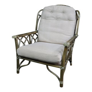 McGuire Gothic Style Bamboo & Leather Wing Chair For Sale