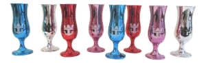 1980s Loving Cup Metallic Glass Cordial/Shot Glasses, Set of 8