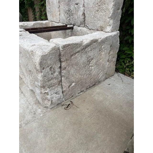Early 21st Century Le Chaux Hand Carved and Distressed Limestone Block Fountain From the South of France For Sale - Image 5 of 12