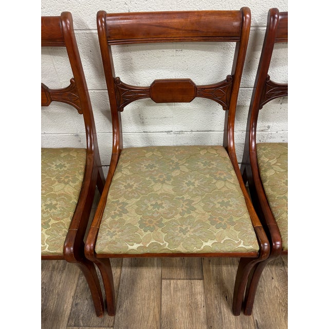 Traditional Vintage Drexel Duncan Phyfe Regency Style Bowtie Back Dining Chairs - Set of 4 For Sale - Image 3 of 9