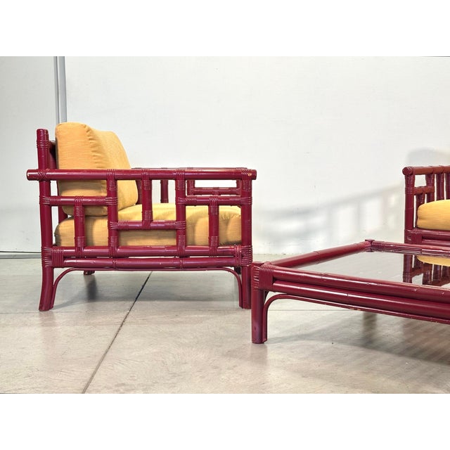 Bamboo Living Room Set from Vivai Del Sud, 1970s, Set of 3 For Sale - Image 6 of 10