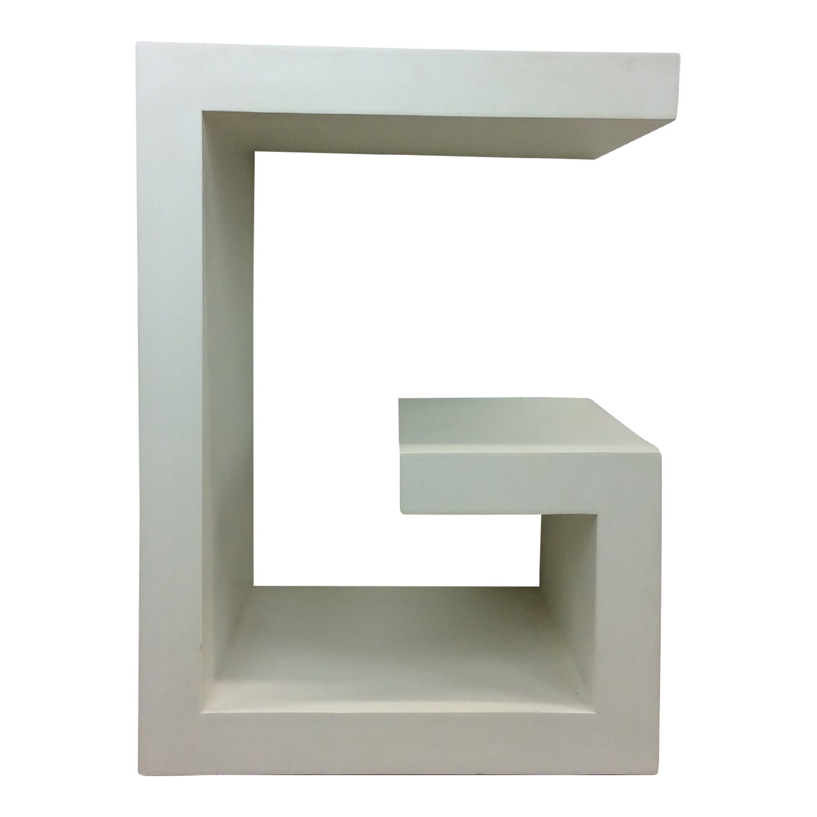 Post Modern Decorative Pedestal White Lacquer Geometric End Table Chairish