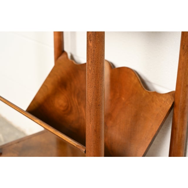 Baker Furniture French Provincial Louis XV Walnut and Burl Wood Book Stand or Magazine Stand | Circa 1960s For Sale - Image 9 of 15