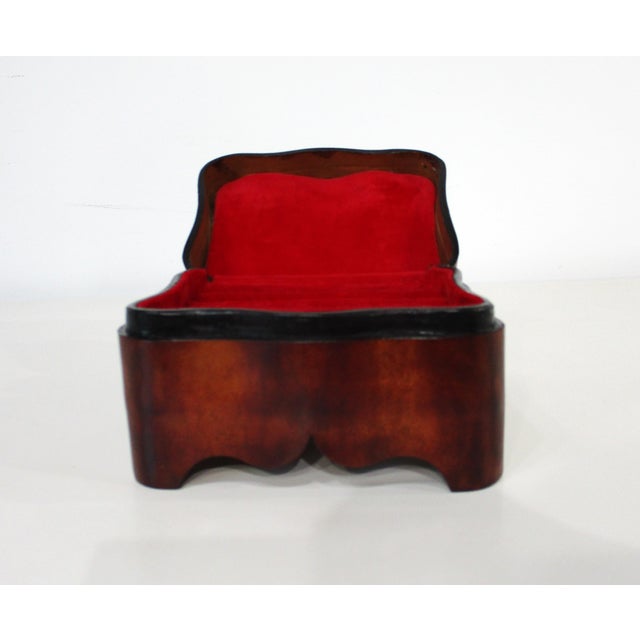 Small Handcrafted Triple Hump Leather Jewelry Box Italy For Sale In Cincinnati - Image 6 of 10