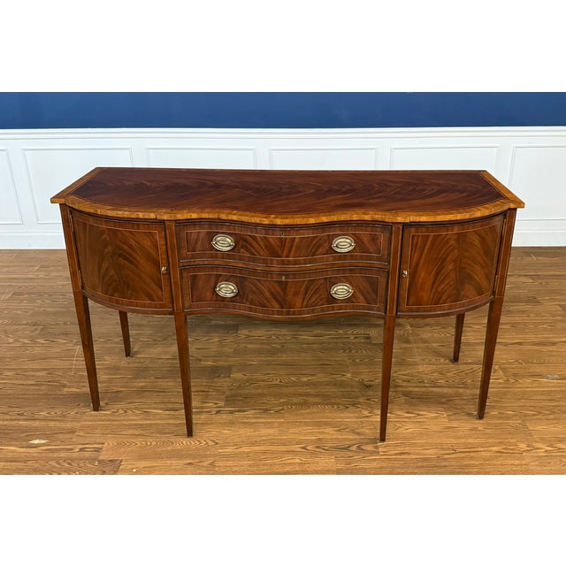 Leighton Hall Furniture Hepplewhite Style 68” Mahogany Sideboard by Leighton Hall - Showroom Sample For Sale - Image 4 of 13
