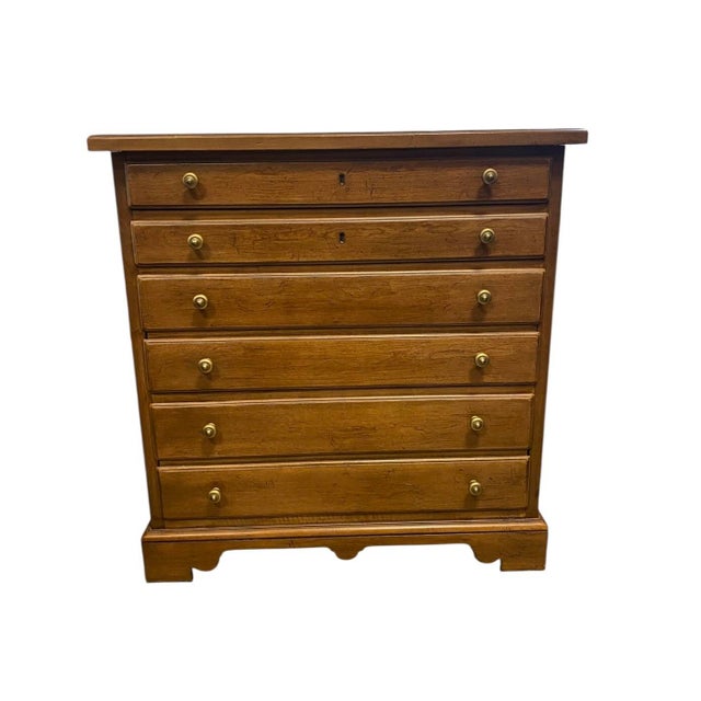 Drexel Heritage Mid 20th Century Cherry Four Drawer Chest Brass Accents For Sale - Image 12 of 12