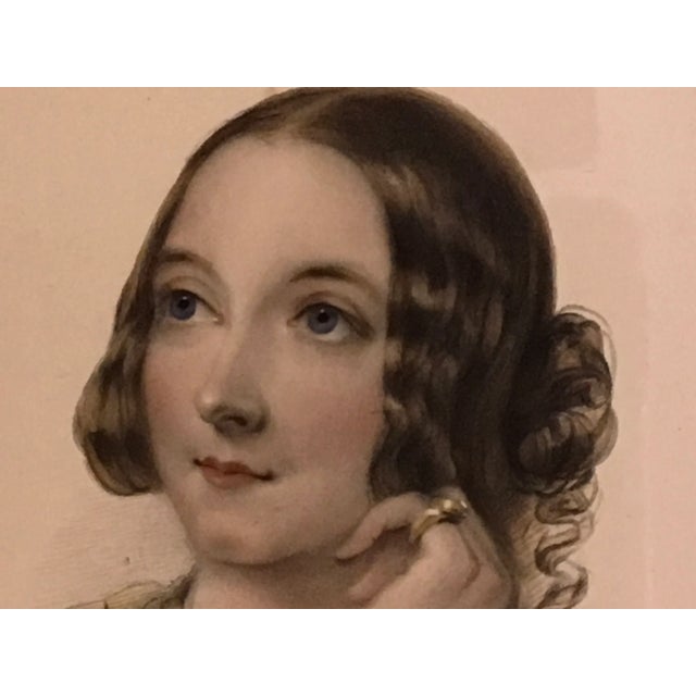 Antique 1820s English "maid of Honour" Hand Colored Engraving For Sale - Image 4 of 13