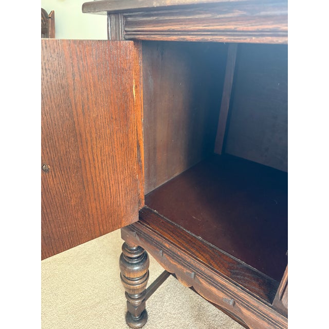 1930s Vintage Bernhardt Beautiful Jacobean Side Buffet - Versatile - Elegantly Carved, Inner Trays and Versatile Storage For Sale - Image 12 of 16