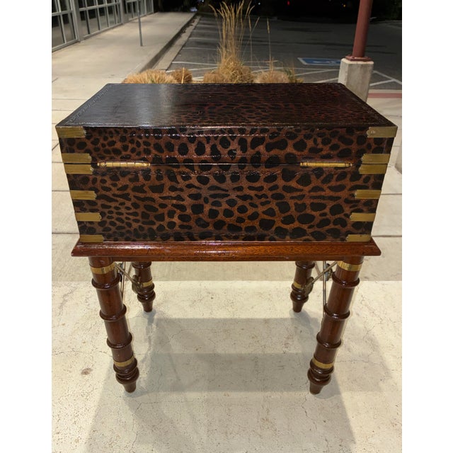 Maitland - Smith Leather Wrapped Accent Table Jewelry Box in Faux Bamboo From Lineage Home Furnishings Philippines For Sale - Image 4 of 12