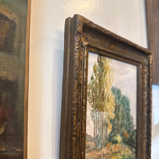 Paper 20th Century Suzanne Burel Original French Watercolor in Antique Frame - Signed For Sale - Image 7 of 8