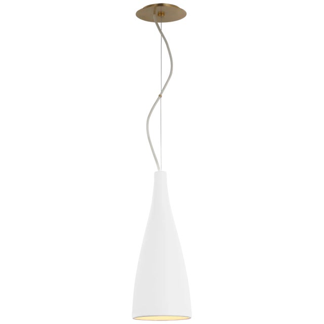 Barbara Barry for Visual Comfort Signature Nimbus Tall Pendant in Matte White For Sale