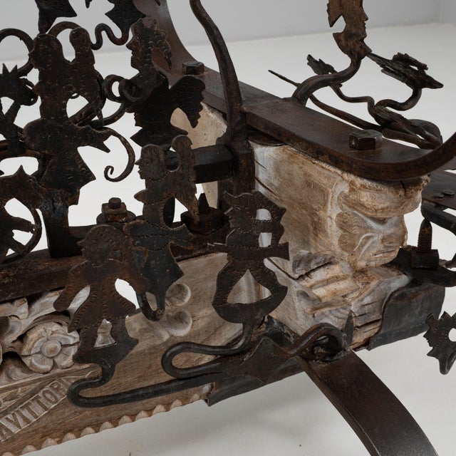 1900s Asian Wrought Iron Coffee Table With Figural Elements For Sale - Image 9 of 18