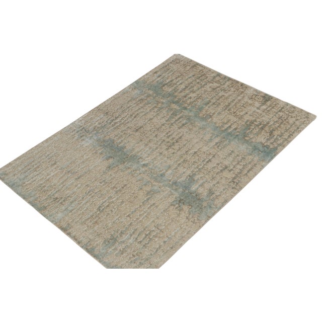 Abstract Hand-Knotted Abstract Rug in Blue, Beige-Brown Pattern by Rug & Kilim For Sale - Image 3 of 8