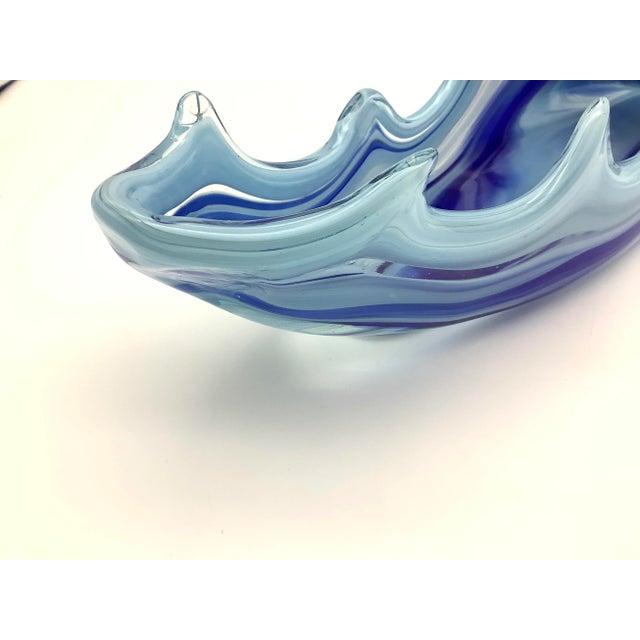 Late 20th Century Late 20th Century Light and Dark Blue Glass Bird Decorative Table Centerpieces For Sale - Image 5 of 13