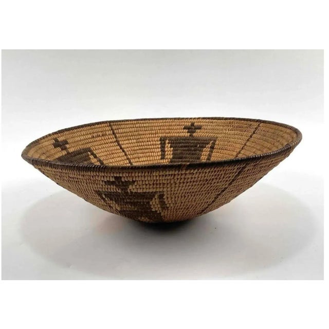 Textile Native American Style Basket With Geometric Figural Motif For Sale - Image 7 of 10