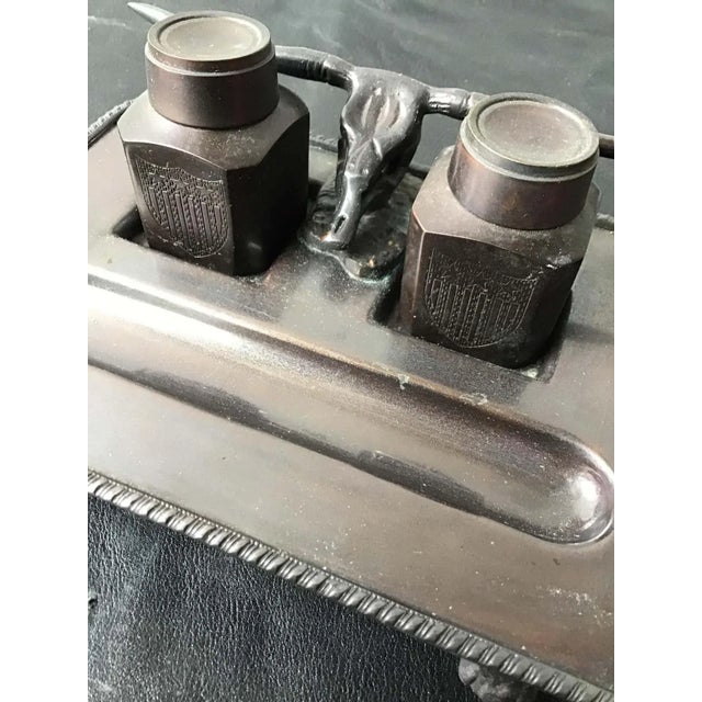 1980s Bronze Longhorn Inkwell For Sale - Image 10 of 13