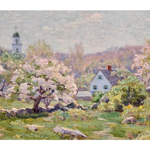 1900 - 1909 Melbourne Havelock Hardwick—Apple Blossoms at a New England Farm-Oil Painting For Sale - Image 5 of 13