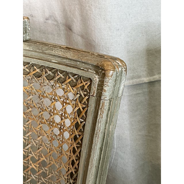 1980s Set of 5 French Louis XVI Style Caned Dining Chairs in Distressed Finish For Sale - Image 16 of 18