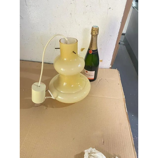 Opaline and Brass Ceiling Light, Italy, 1970s For Sale - Image 3 of 8