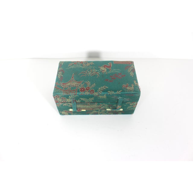 Textile Vintage Chinese Shi-Lou Stone Stress Balls or Boading Baoding Balls Pair or Set in Silk Fabric Covered Box For Sale - Image 7 of 8