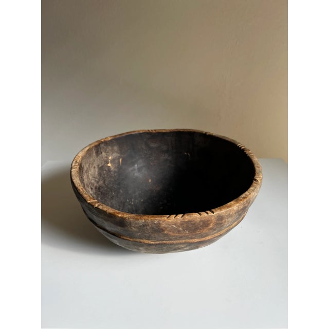 Wood Vintage African Wooden Milk Bowl No2 For Sale - Image 7 of 8