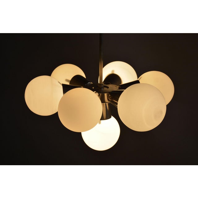 Silver Mid-Century Czech Chandelier in Chrome and Glass attributed to Kamenický Šenov, 1970s For Sale - Image 8 of 9