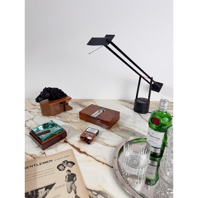 Mid-Century Italian Green Cut Glass and Leather Ashtray in the style of Fontana Arte, 1970s For Sale - Image 15 of 16